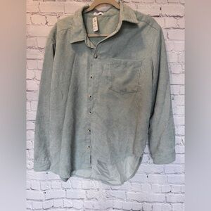 Pink Lily Blue Green Casual Button Down Shirt